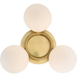 Possini Euro Design Modern Ceiling Light Flush Mount Fixture Brass 18" Wide 3-Light Frosted White Glass Globes Bedroom Living Room -Possini Euro Design GUEST dbfdc26c 9042 453c 899a 728958d8e6b8