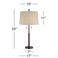 Possini Euro Design Modern Buffet Table Lamp 33" Tall With USB Charging Port Dark Bronze Drum Shade For Bedroom Living Room Office -Possini Euro Design GUEST dcc07fcf 70fe 4765 9a48 e7b3bafa7865