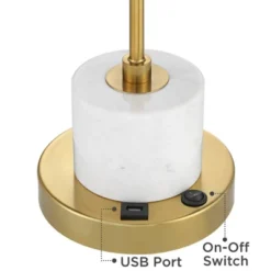 Possini Euro Design Barclay Modern Desk Lamp 23" High Warm Gold With USB Charging Port Frosted Glass Shade For Bedroom Living Room Bedside Office Kids -Possini Euro Design GUEST dfa7525e d6d0 4929 aece 5f9750bb6b75