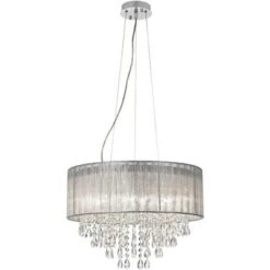 Possini Euro Design Jolie Chrome Chandelier Lighting 20" Wide Modern Crystal Silver Fabric Shade 7-Light Fixture For Dining Room House Kitchen Island -Possini Euro Design GUEST e008ef95 32c3 48d1 bfa5 4c802eb7f43e