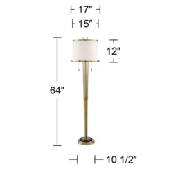 Possini Euro Design Palisade Modern Floor Lamp 64" Tall Satin Brass Metal Trimmed Fabric Tapered Drum Shade For Living Room Bedroom Office House Home -Possini Euro Design GUEST e06ace3d 8f2f 4216 ab50 a6fc760c8ec8