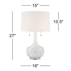 Possini Euro Design Natalia Modern Country Cottage Table Lamp With Square Riser 28 1/2" Tall White Floral Ceramic Drum Shade For Bedroom Living Room 9 Possini Euro Design Natalia Modern Country Cottage Table Lamp With Square Riser 28 1/2" Tall White Floral Ceramic Drum Shade For Bedroom Living Room -Possini Euro Design GUEST e072020c f122 4708 9e80 53efd66dadf0