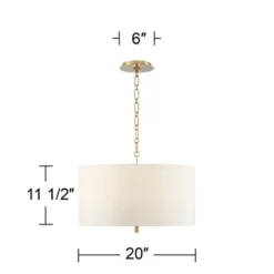 Possini Euro Design Warm Gold Pendant Chandelier 20" Wide Modern White Linen Drum Shade 4-Light Fixture For Dining Room Foyer Kitchen Island Entryway -Possini Euro Design GUEST e442902c ea63 4d3a 8d41 f624d8734d7e