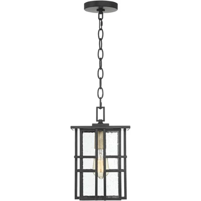Possini Euro Design Arley Modern Outdoor Hanging Light Black Geometric Frame 12 1/2" Seedy Glass For Post Exterior Barn Deck House Porch Yard Patio 8 Possini Euro Design Arley Modern Outdoor Hanging Light Black Geometric Frame 12 1/2" Seedy Glass For Post Exterior Barn Deck House Porch Yard Patio - Image 6