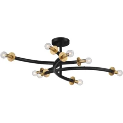 Possini Euro Design Alturus Modern Ceiling Light Semi Flush Mount Fixture 34" Wide Gloss Black Warm Brass 8-Light For Bedroom Living Room Hallway Home 14 Possini Euro Design Alturus Modern Ceiling Light Semi Flush Mount Fixture 34" Wide Gloss Black Warm Brass 8-Light For Bedroom Living Room Hallway Home -Possini Euro Design GUEST e7adb42b 9c92 4bab 9341 7644bd724a54