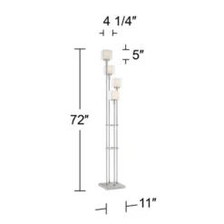 Possini Euro Design Athena Modern Floor Lamp 72" Tall Brushed Nickel 4 Light Tree Clear Outer Opal Inner Double Glass Shade For Living Room Bedroom -Possini Euro Design GUEST e8cabe55 3844 46db 8a47 1fcb6201ba08