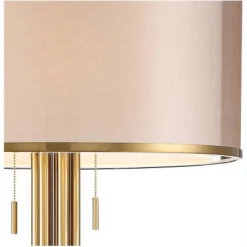 Possini Euro Design Granview Modern Floor Lamp 70 1/2" Tall Brass Metal Sheer Organza Outer Linen Inner Drum Shade For Living Room Bedroom Office Home -Possini Euro Design GUEST e98e51f4 a68c 426a 8b07 fc712b79f8c9