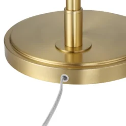 Possini Euro Design Modern Arc Floor Lamp Standing 62 1/2" Tall Warm Gold Offset Arm White Linen Drum Shade For Living Room Reading Family Bedroom -Possini Euro Design GUEST e9d9a70f 382b 47da 8121 786292511eea