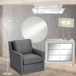 Possini Euro Design Charles Street Modern Desk Lamp 23" High Chrome Satin Nickel Frosted Slump Glass Shade For Bedroom Living Room Bedside Nightstand -Possini Euro Design GUEST ee188d28 1b4e 4af1 8eec b5eefa3ae7cf