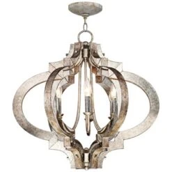 Possini Euro Design Ornament Aged Silver Gold Bronze Chandelier 23 1/4" Wide Industrial 6-Light Fixture For Dining Room Foyer Kitchen Island Entryway -Possini Euro Design GUEST ef6d5d09 5110 4f8e a708 24150da0ceec