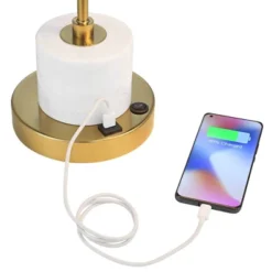 Possini Euro Design Barclay Modern Desk Lamp 23" High Warm Gold With USB Charging Port Frosted Glass Shade For Bedroom Living Room Bedside Office Kids -Possini Euro Design GUEST efefd731 f72f 4a13 a822 205d4524014e