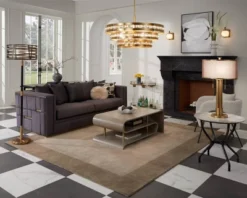 Possini Euro Design Granview Modern Table Lamp 32 1/2" Tall Brass Column Taupe Organza Outer Off White Linen Inner Drum Shade For Bedroom Living Room -Possini Euro Design GUEST f00dc396 7e97 4d21 bd9b 465361d7213e 1