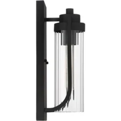 Possini Euro Design Bogata Modern Outdoor Wall Light Fixture Textured Black 15 1/2" Clear Ribbed Glass For Post Exterior Barn Deck House Porch Yard -Possini Euro Design GUEST f0145b65 4c82 4212 a915 143f48d3ef80