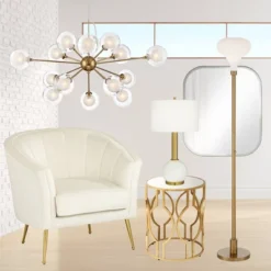 Possini Euro Design Spheres Antique Brass Chandelier 30" Wide Mid Century Modern Sputnik Glass Shade 15-Light Fixture For Dining Room Kitchen Island -Possini Euro Design GUEST f131dd73 bac9 45c5 b238 e3ca68c2d923