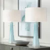 Possini Euro Design Modern Table Lamps 28.5" Tall Set Of 2 Light Sky Blue Fluted Glass White Drum Shade For Living Room Bedroom Office Family 2 Possini Euro Design Modern Table Lamps 28.5" Tall Set Of 2 Light Sky Blue Fluted Glass White Drum Shade For Living Room Bedroom Office Family -Possini Euro Design GUEST f1d8e3e9 3889 4fd1 928e d84912daa224