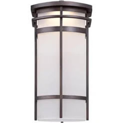 Possini Euro Design Theola Modern Outdoor Wall Light Fixture Bronze LED 16 1/4" Etched Glass Shade For Post Exterior Barn Deck House Porch Yard Patio -Possini Euro Design GUEST f4136a51 58f1 4a66 86ef c7e33d1ff288