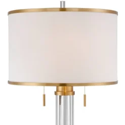 Possini Euro Design Cadence Modern Floor Lamp Standing 62" Tall Crystal Glass Column Satin Brass Linen Drum Shade For Living Room Bedroom Office House -Possini Euro Design GUEST f4d9487e bd8e 4d4e ab08 6d302613901b