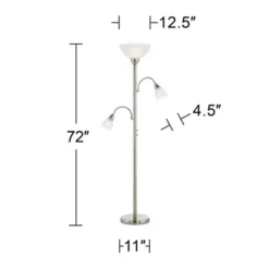 Possini Euro Design Alexei Modern Torchiere Floor Lamp With Side Lights 72" Tall Brushed Nickel White Crackle Glass For Living Room Reading Bedroom -Possini Euro Design GUEST f4eb8bf7 732e 410a 9fba 97404d5cf528