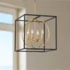 Possini Euro Design Black Warm Brass Cage Foyer Pendant Chandelier 16 1/2" Wide 4-Light Mid Century Modern For Dining Room House -Possini Euro Design GUEST f753ce7e f136 42ac 95eb 2a4daec68738