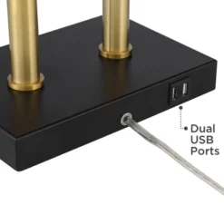 Possini Euro Design Keegan Modern Desk Lamp 24" High Warm Brass With Dual USB Charging Ports LED Adjustable Black Shade For Bedroom Living Room Desk -Possini Euro Design GUEST f7c5654c 2ff0 4368 9784 4f28f7aa76ef