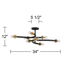 Possini Euro Design Alturus Modern Ceiling Light Semi Flush Mount Fixture 34" Wide Gloss Black Warm Brass 8-Light For Bedroom Living Room Hallway Home 16 Possini Euro Design Alturus Modern Ceiling Light Semi Flush Mount Fixture 34" Wide Gloss Black Warm Brass 8-Light For Bedroom Living Room Hallway Home -Possini Euro Design GUEST f909c07d b22a 4613 8b5b 9514fe3b4f0a