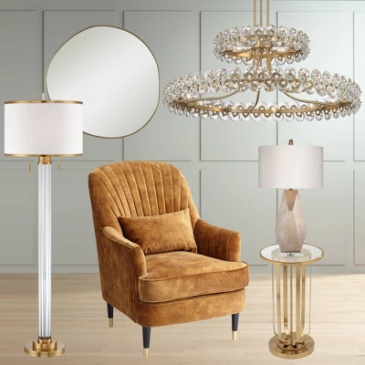 Possini Euro Design Rorschach Uneven Round Vanity Wall Mirror Modern Champagne Frame 30" Wide For Bathroom Bedroom Living Room Office Entryway House 8 Possini Euro Design Rorschach Uneven Round Vanity Wall Mirror Modern Champagne Frame 30" Wide For Bathroom Bedroom Living Room Office Entryway House - Image 6