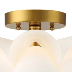 Possini Euro Design Modern Ceiling Light Semi Flush Mount Fixture White Flower Gold Metal 15 3/4" Wide Living Room Bedroom Kitchen -Possini Euro Design GUEST fef6218a 716d 4463 96b6 83ff662f8639